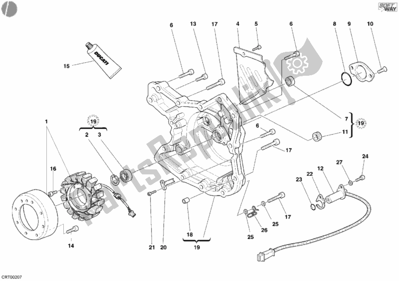 All parts for the Generator Cover of the Ducati Monster 620 Dark Single Disc 2005